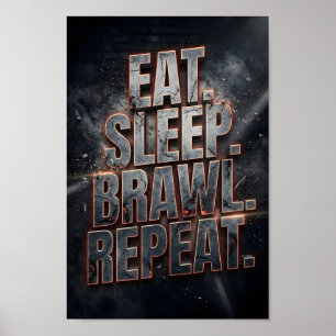 Póster Cita de juegos Come Duerme Pelea Repite Neon Grung
