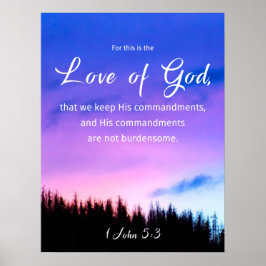 Póster Cita de la Biblia amor a Dios púrpura