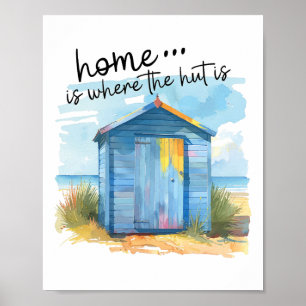 Póster Cita de la cabaña de playa dulce hogar vacaciones