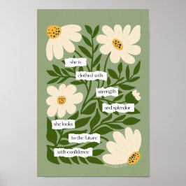 Póster Cita de la escritura sobre la Biblia floral verde 