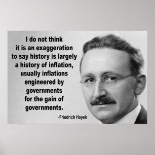 Póster Cita de la inflación de Friedrich Hayek