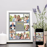 Póster Cita de la vida familiar: Collage de fotos gris y<br><div class="desc">Poster imprimir al personalizar con 7 de sus fotos familiares favoritas. "La vida familiar es lo mejor de la vida" está escrito en escritura casual y tipografía de tipografía delgada y el diseño tiene una paleta de colores de tendencia en gris y amarillo (editable). Añade tus fotos, trabajando en el...</div>
