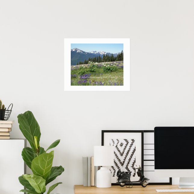 Póster Cita de Las Montañas que Llaman Pradera Flores Sil (Oficina en casa)