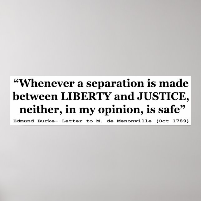 Póster Cita de libertad y justicia de Edmund Burke 1789 (Frente)