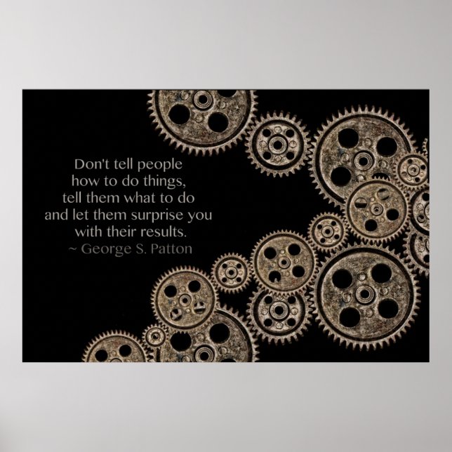 Póster Cita de liderazgo de George S. Patton (Frente)