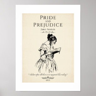 Póster Cita de literatura de Jane Austen Orgullo y Prejui