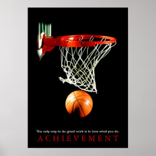 Póster Cita de logro Baloncesto motivacional
