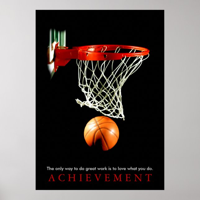 Póster Cita de logro Baloncesto motivacional (Frente)