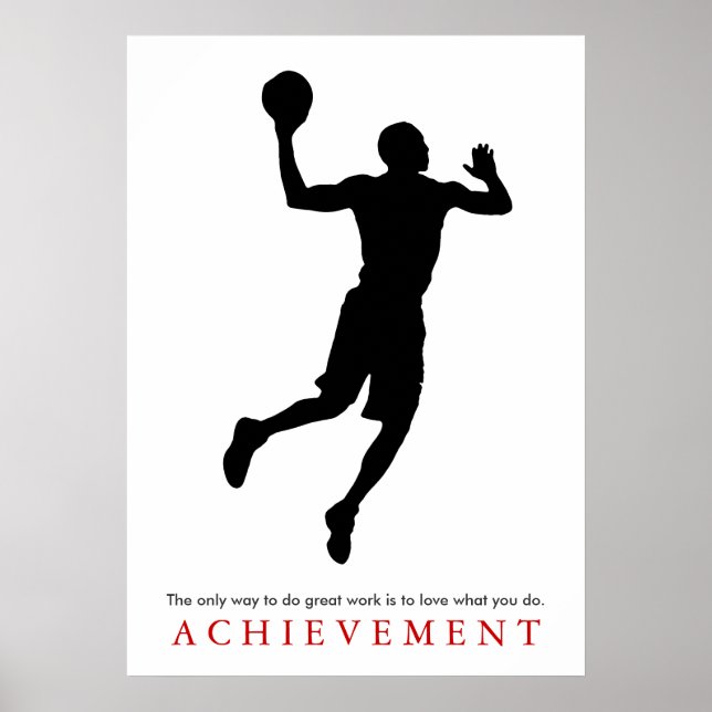 Póster Cita de logro jugador de baloncesto motivacional (Frente)