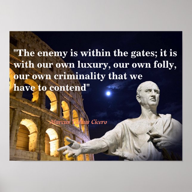 Póster Cita De Marcus Tullius Cicero Sobre El Enemigo (Frente)