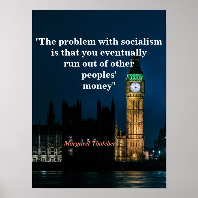 Póster Cita De Margaret Thatcher Sobre El Socialismo (Frente)