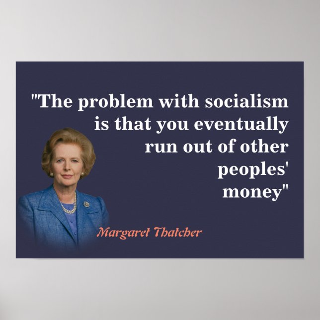 Póster Cita De Margaret Thatcher Sobre El Socialismo (Frente)