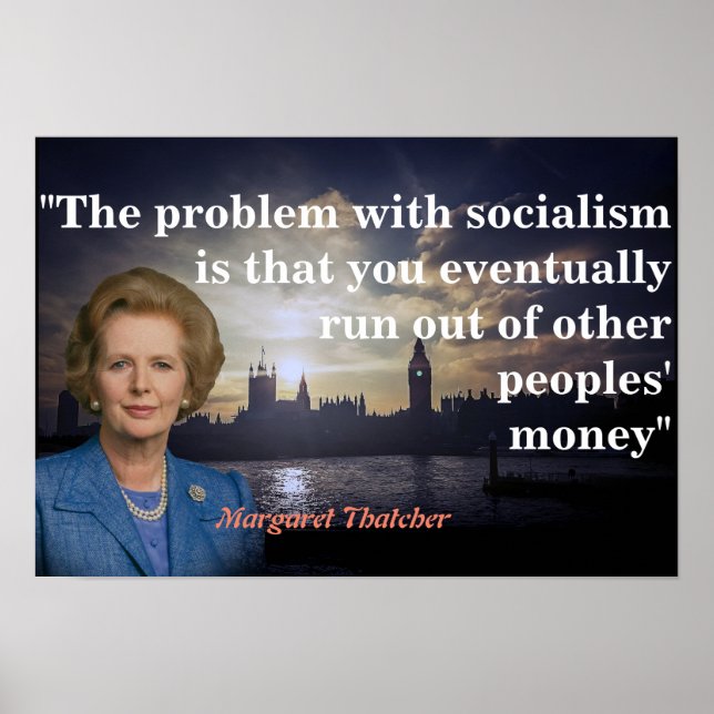 Póster Cita de Margaret Thatcher sobre Poster socialista (Frente)