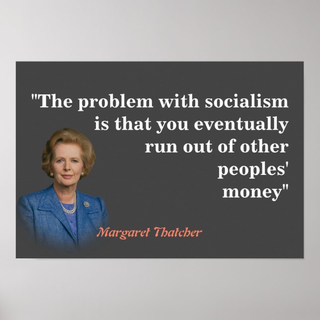 Póster Cita de Margaret Thatcher sobre socialismo (Frente)