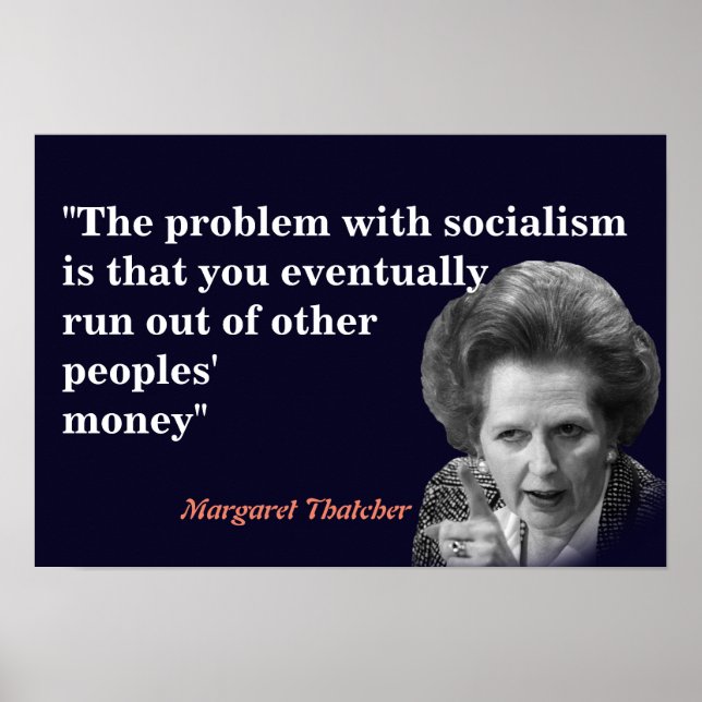 Póster Cita de Margaret Thatcher sobre socialismo (Frente)