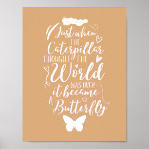 Póster Cita de mariposa motivada inspiradora