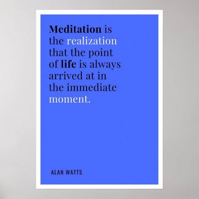 Póster Cita de mediación de Alan Watts (Frente)