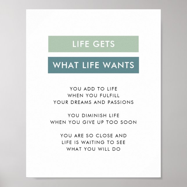 Póster Cita de mentalidad motivacional de franjas verdes  (Frente)