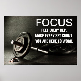 Póster Cita de motivación de entrenamiento de Gym Barbell