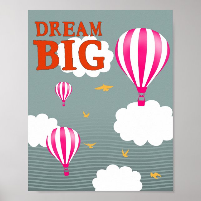Póster Cita de motivación de grandes globos aerostáticos (Frente)