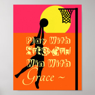 Póster Cita de motivación del Netball de la pistola de la