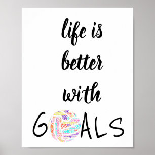 Póster Cita de motivación del Netball de las metas de la