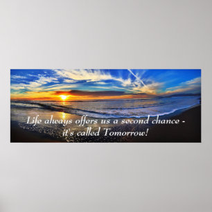 Póster Cita de motivación Inspiradora Life Ocean Sunrise