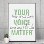 Póster Cita de motivación positiva de verde para tu voz<br><div class="desc">Cita de motivación positiva de verde para tu voz</div>