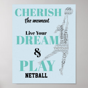 Póster Cita de motivación temática del Netball del