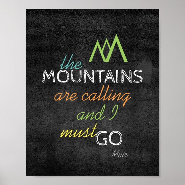 Póster Cita de Muir poster las montañas están llamando (Frente)