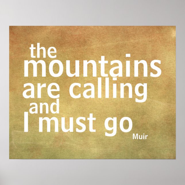 Póster Cita de Muir poster las montañas están llamando (Frente)