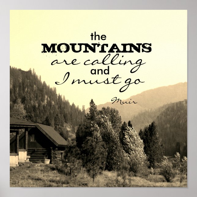 Póster Cita de Muir poster las montañas están llamando (Frente)