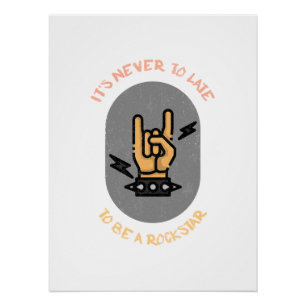 Póster Cita de música inspiradora   Rock On Bold