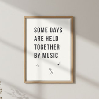 Póster Cita de Música Suave. Pared del dormitorio