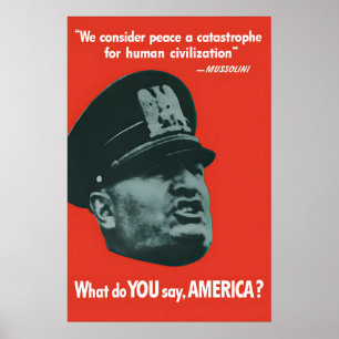Póster Cita de Mussolini Cartel de propaganda de la Segun
