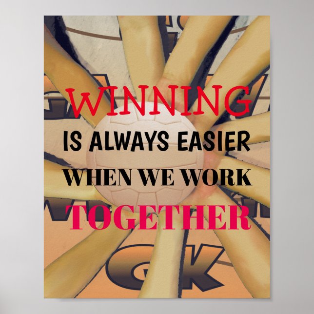 Póster Cita de Netball de eslogan de equipo motivacional (Frente)