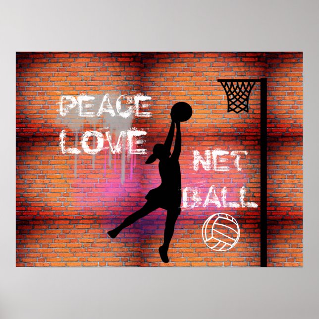 Póster Cita de Netball de Peace Love Graffiti (Frente)