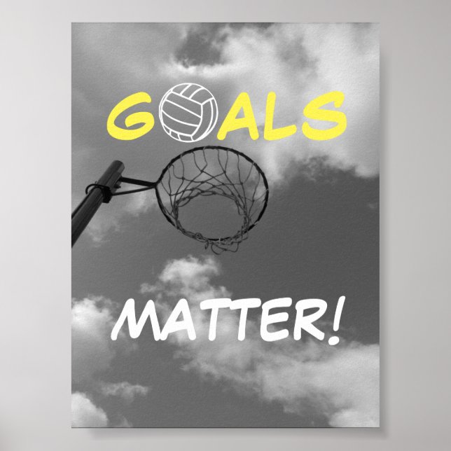 Póster Cita de Netball Motivacional sobre los Objetivos (Frente)