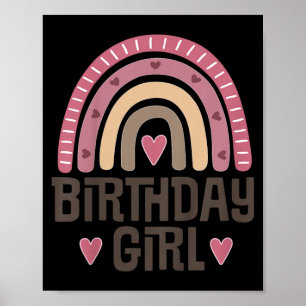 Póster Cita de niña de cumpleaños Boho Arcoíris