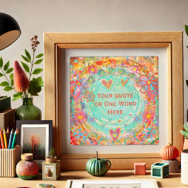 Póster Cita de nombre personalizado de Aqua, Naranja flor