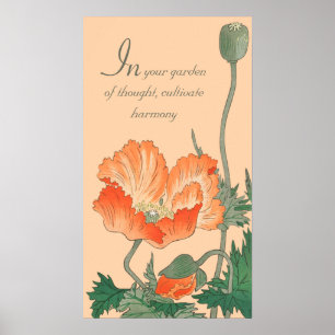 Póster Cita de Ohara Koson, hermosa amapola japonesa CC08