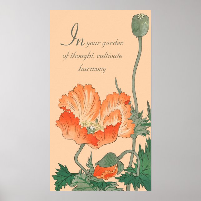 Póster Cita de Ohara Koson, hermosa amapola japonesa CC08 (Frente)