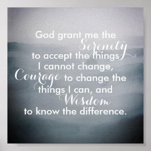 Póster Cita de oración de la serenidad acuarela azul post