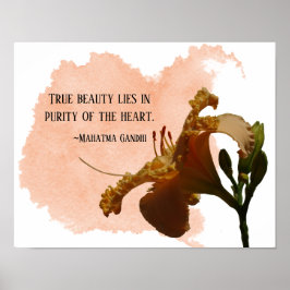Póster Cita de Pastel Peach Daylily True Beauty Gandhi