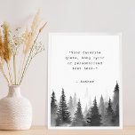 Póster Cita de Personalizado de máquina de escribir de la<br><div class="desc">Crea tu propia cita personalizado arte de pared poster. Presenta tipografía de máquina de escribir minimalista y un paisaje natural de bosque nublado en color blanco y negro.</div>