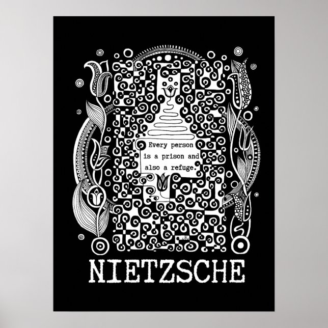 Póster Cita de Prisión y REFUGE de Nietzsche (Frente)