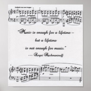 Póster Cita de Rachmaninoff con poster de notación musica