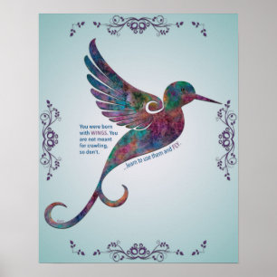 Póster Cita de Rumi con el poster del colibrí
