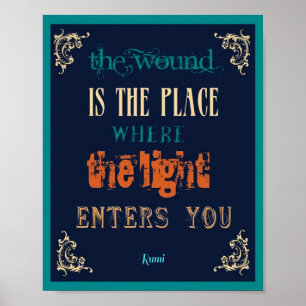 Póster Cita de Rumi de tipografía de 8 x 10 - La luz