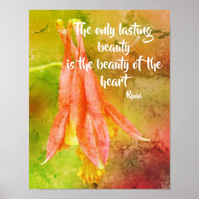 Póster Cita de Rumi Inspiradora de Belleza Duradera Colum (Frente)